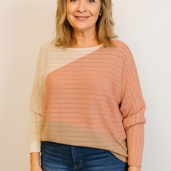 kathy ireland Sweaters - 🧨 5/$25 Women's Ombre Lightweight Sweater - Peach and Beige